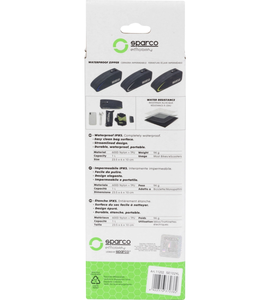 BORSA DA TELAIO PER BICI SPARCO IN NYLON , 21,5X5,5X8,5 CM